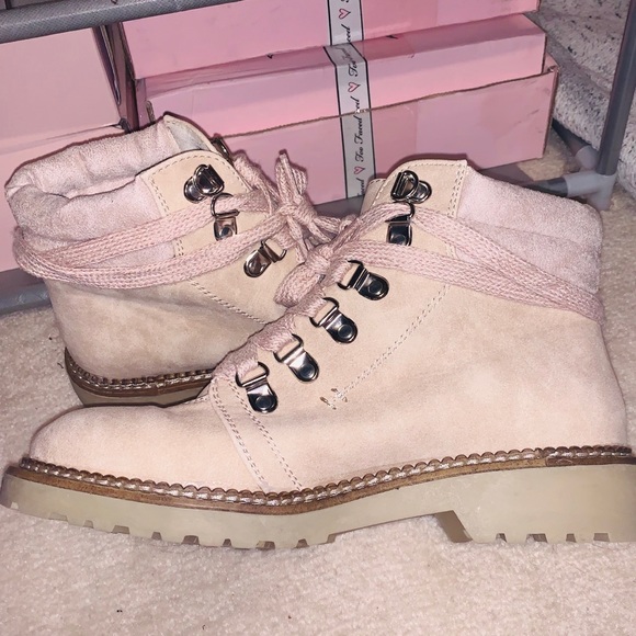 light pink combat boots